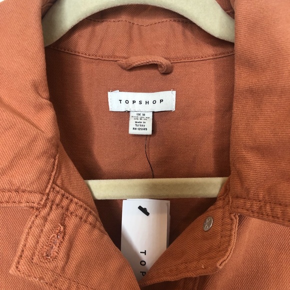 Topshop Avril Cropped Cargo Shirt Jacket Shacket Blush Cotton 8 10 NWT - Picture 5 of 9